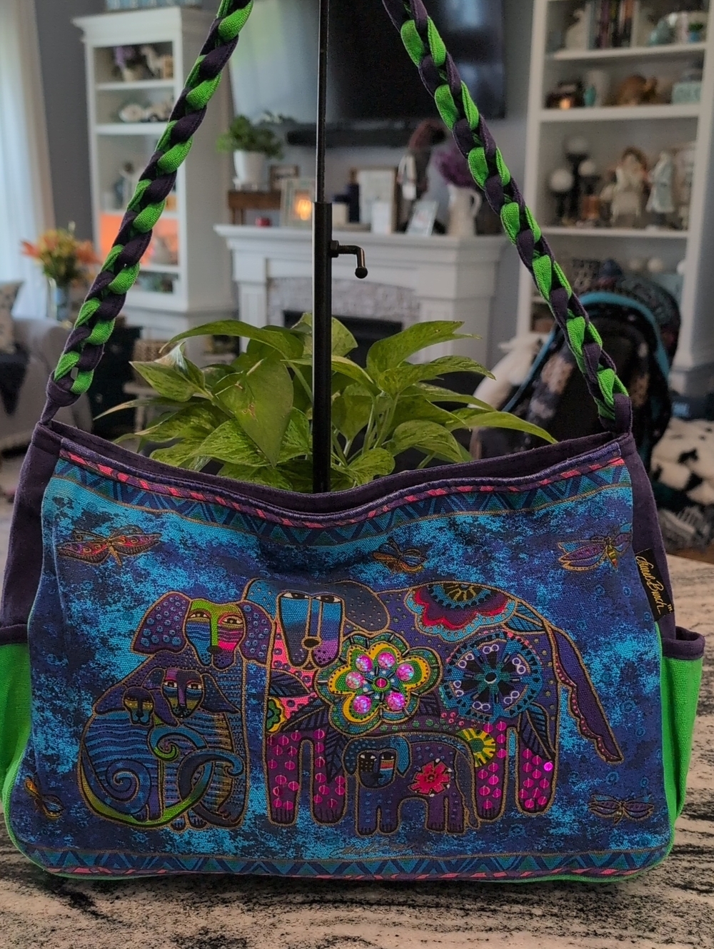 Laurel Burch Dogs Print Shoulder Tote Bag